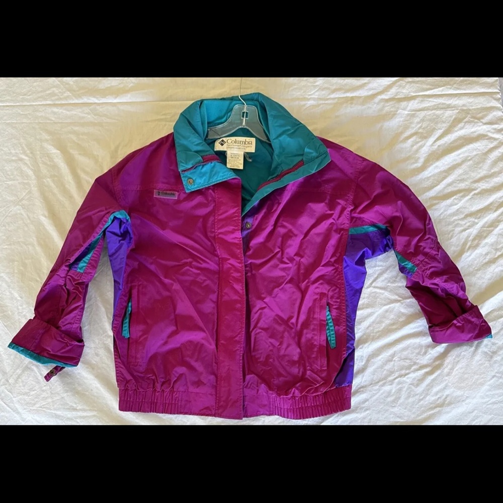 Vintage Columbia Bold Purple & Aqua Ski Jacket LARGE
